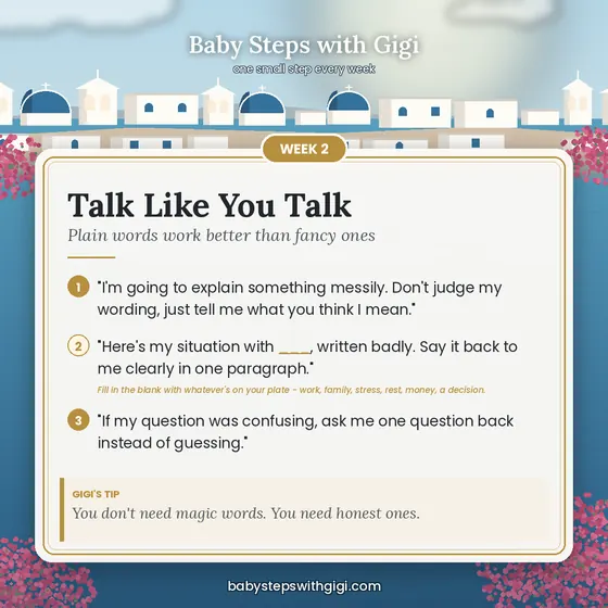 Week 2 prompt card: Talk Like You Talk