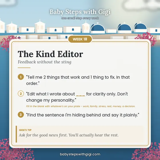 Week 18 prompt card: The Kind Editor