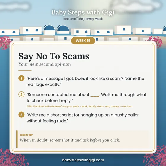 Week 19 prompt card: Say No To Scams