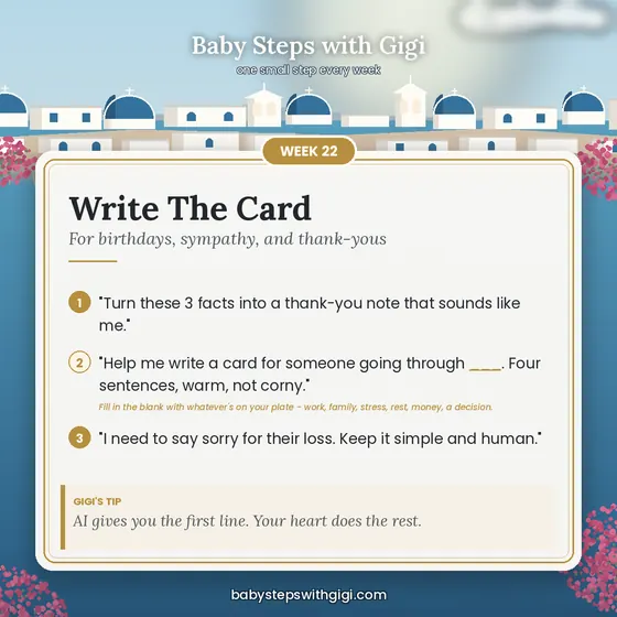 Week 22 prompt card: Write The Card