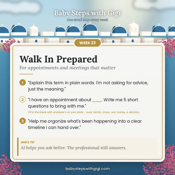 Week 23 prompt card: Walk In Prepared