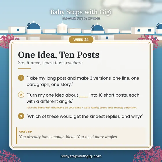 Week 24 prompt card: One Idea, Ten Posts