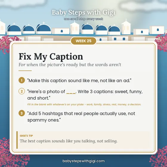 Week 25 prompt card: Fix My Caption