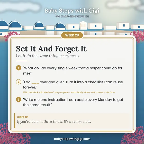 Week 28 prompt card: Set It And Forget It