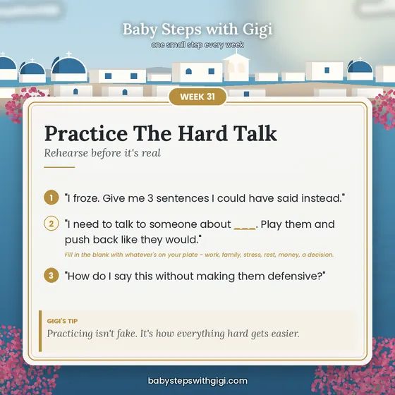 Week 31 prompt card: Practice The Hard Talk