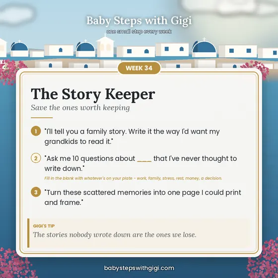 Week 34 prompt card: The Story Keeper