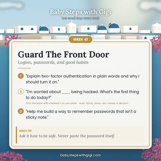 Week 41 prompt card: Guard The Front Door