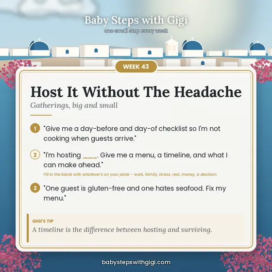 Week 43 prompt card: Host It Without The Headache