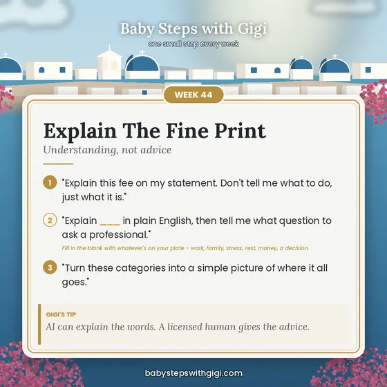 Week 44 prompt card: Explain The Fine Print