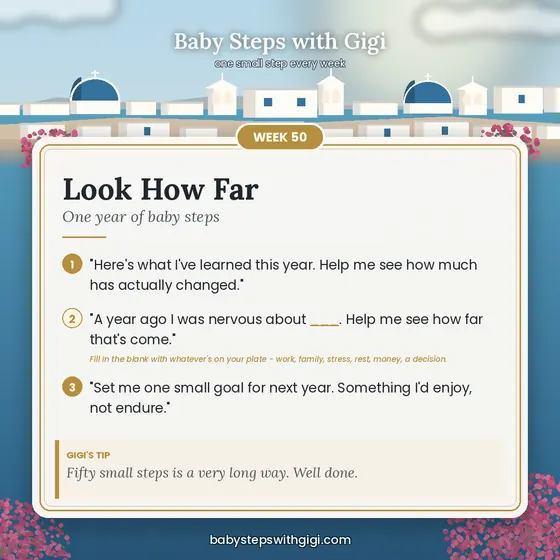 Week 50 prompt card: Look How Far